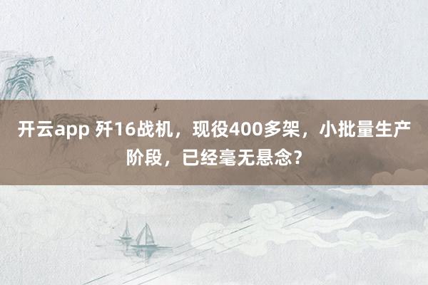开云app 歼16战机，现役400多架，小批量生产阶段，已经毫无悬念？