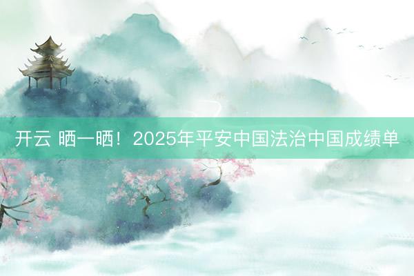 开云 晒一晒！2025年平安中国法治中国成绩单