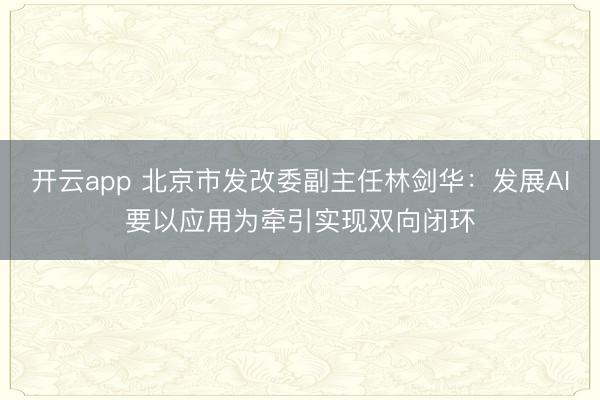 开云app 北京市发改委副主任林剑华：发展AI要以应用为牵引实现双向闭环