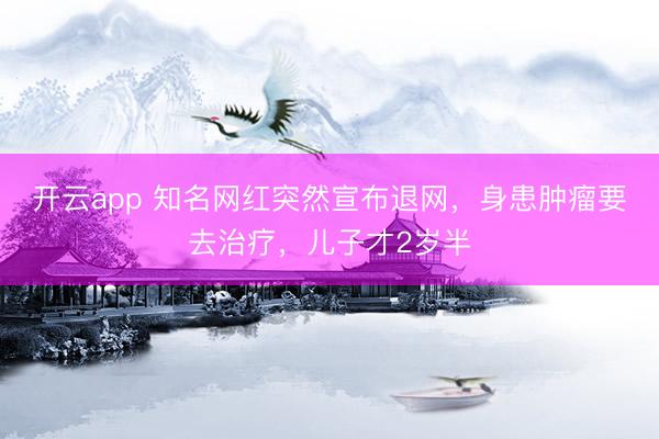 开云app 知名网红突然宣布退网，身患肿瘤要去治疗，儿子才2岁半