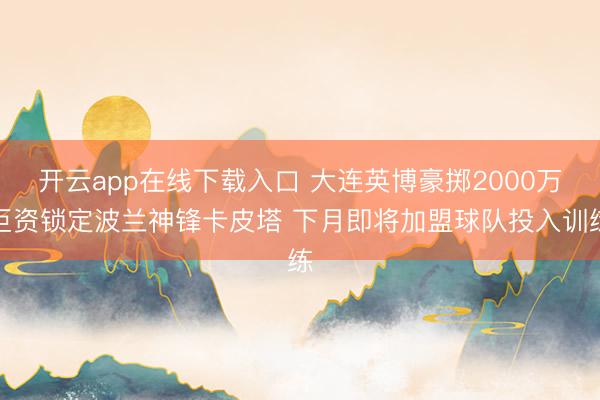 开云app在线下载入口 大连英博豪掷2000万巨资锁定波兰神锋卡皮塔 下月即将加盟球队投入训练