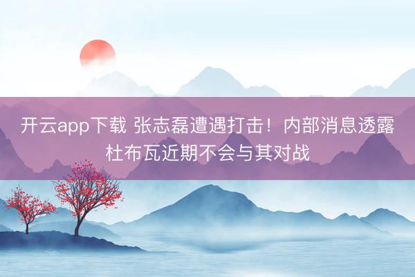 开云app下载 张志磊遭遇打击!内部消息透露杜布瓦近期不会与其对战