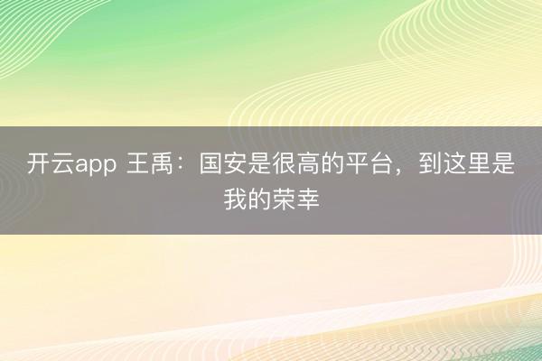 开云app 王禹：国安是很高的平台，到这里是我的荣幸