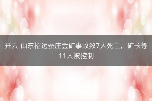 开云 山东招远蚕庄金矿事故致7人死亡，矿长等11人被控制