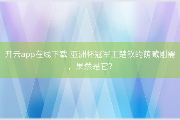 开云app在线下载 亚洲杯冠军王楚钦的荫藏刚需，果然是它？