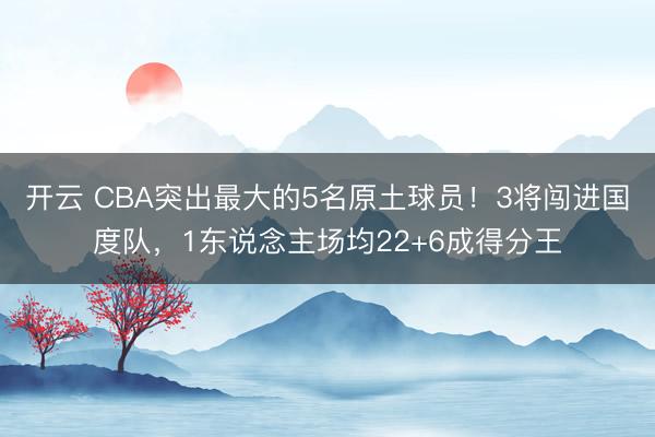 开云 CBA突出最大的5名原土球员！3将闯进国度队，1东说念主场均22+6成得分王