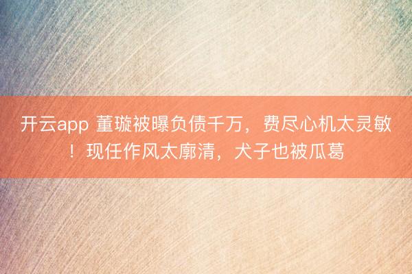 开云app 董璇被曝负债千万，费尽心机太灵敏！现任作风太廓清，犬子也被瓜葛