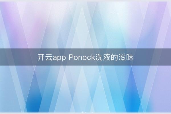开云app Ponock洗液的滋味