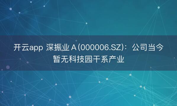开云app 深振业Ａ(000006.SZ)：公司当今暂无科技园干系产业