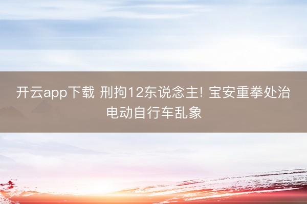 开云app下载 刑拘12东说念主! 宝安重拳处治电动自行车乱象