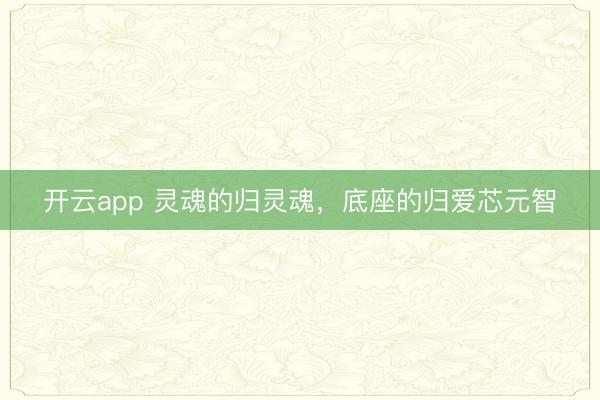 开云app 灵魂的归灵魂，底座的归爱芯元智