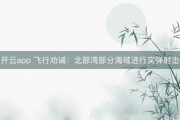 开云app 飞行劝诫：北部湾部分海域进行实弹射击